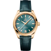 Seamaster Aqua Terra Shades 34 mm, Moonshine™-Gold mit Lederarmband - 22053342010001
