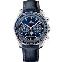 Speedmaster Mondphase 44,25 mm, Stahl mit Lederarmband - 30433445203001